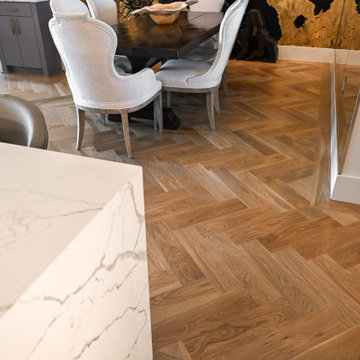 White Oak Herringbone with 7-Inch Custom Border — Buckhead High-Rise, Atlanta