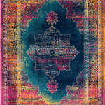 United Weavers - United Weavers Abigail Cosimia Blue Accent Rug 1'10" x 3' - Looking to spice up your room d�cor? Then this rug is the perfect rug for you! This exquisite rug has an oriental design but with a modern flare. Rich and vibrant blue tones with splashes of pink, orange, and yellow colors will add an exotic look to your room. Along with a designer look and feel, this exquisite rug is meant for durability with a cotton backing and is stain-resistant for your lifestyle needs.