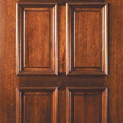 Pre-hung Single Door 80 Mahogany Renaissance 4 Panel Fan Lite Glass - Front Doors