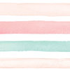 Watercolor Stripes Peel and Stick Vinyl Wallpaper, Coral Mint, 24"w X 108"h