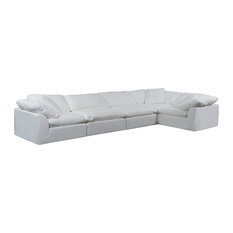Single Piece 12 Feet Long Sectional Sofas Houzz Sunset Trading 5 Piece Slipcovered Sectional Sofa White Sofas