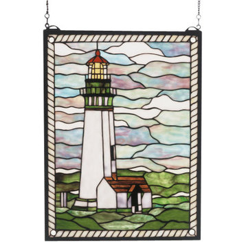 Meyda Tiffany 55949 Sailboats & Lighthouses Stained Glass Tiffany Window