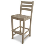 Polywood - Trex Outdoor Furniture Monterey Bay Bar Side Chair, Sand Castle - Your guests are going to enjoy those outdoor get-togethers so much more when seated in the Trex Outdoor Furniture Monterey Bay Bar Side Chair. Its ideal with one of the Monterey Bay bar tables or when pulled up to your own built-in bar. Designed to coordinate with your Trex deck, this chair is available in a variety of colors that are both attractive and fade resistant. Its made with solid HDPE lumber so you dont have to worry about it rotting, cracking or splintering. Its also extremely low-maintenance as it never requires painting or staining and it resists weather, food and beverage stains, and environmental stresses. And since its backed by a 20-year warranty, you can rest assured this chair will last and look good for years to come.