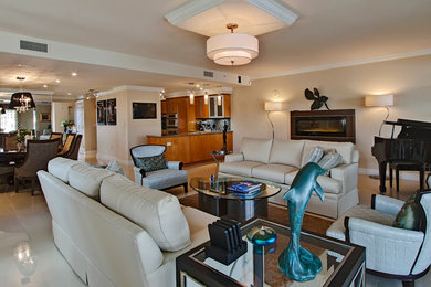 Transitional living room photo in Miami