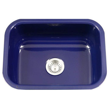 Houzer PCS-2500 Porcela 22-3/4" Single Basin Undermount Porcelain - Navy Blue