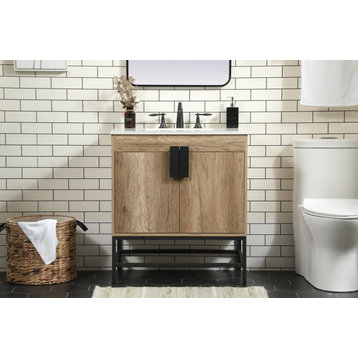19" Modern Natural Oak-Light Bathroom Vanity