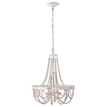 PD033/4WH Valentinas 18" 4-Light Indoor Brushed White Finish Chandelier