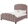 Inspired Home Zaida Bed, Velvet Upholstered, Pink, Queen