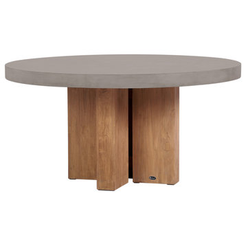 Java Teak and Concrete Dining Table - Slate Gray Outdoor Dining Table