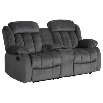 Sunset Trading Madison Fabric Reclining Loveseat with Console in Charcoal