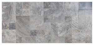 Silver Antique Pattern Travertine Tile - Brushed, Chiseled -128 sqft-boxed