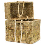 Mills Floral Company - Seagrass Market Basket With Handles, 2 Piece Set - Organize beautifully with our Market Grass Baskets with Rope Handles. Each basket is hand crafted by local Caribbean artisans. These timeless pieces are lightweight and environmentally friendly. Perfect to use for storage while adding character and versatility. Built in handles have been added for ease when moving from room to room.