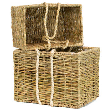 Seagrass Market Basket With Handles, 2 Piece Set