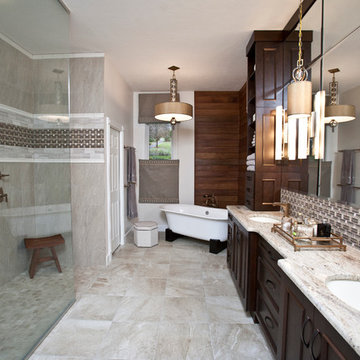 Hotel style spa master bathroom