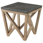 Riverside Furniture - Riverside Furniture Hawkins Square Side Table - Featuring natural bluestone tops the Hawkins collection of tables are sleek and modern yet with a nod toward a rustic style.