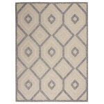Nourison - Nourison Palamos Modern Geometric Dark Grey 4' x 6' Indoor Outdoor Area Rug - Add some star quality to your decorating style with this elegantly patterned area rug from the Palamos Collection! Its complex linear design creates a pleasing pattern of interlocking stars. High-low pile with stunning dimensionality is a super-chic yet casual look.