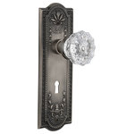 Nostalgic Warehouse - Meadows Plate Passage Crystal Glass Knob, Antique Pewter - Complete Passage Set with Keyhole, Meadows Plate with Crystal Knob, Antique Pewter