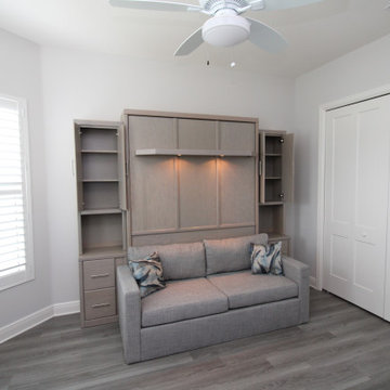 Savona Queen Sofa Murphy Wall Bed, with 2 Nightstand Side Pier Bookcases