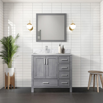 Jacques Vanity 36", Distressed Gray, Vanity, Top and Sink, Left Version