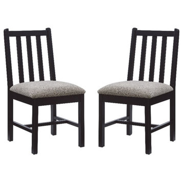 Linon Terra Wood Commercial Grade Set of Two Side Chairs in Black