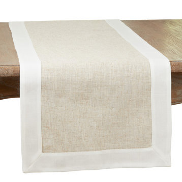 Dinner Table Runner With TwoTone Design, Natural, 16"x72"
