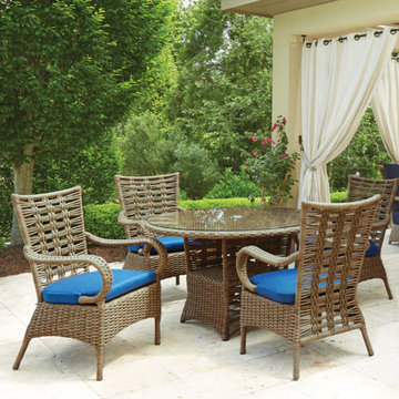 Lloyd Flanders Magnolia Woven Vinyl 48" Round Umbrella Dining Table