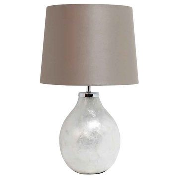 Simple Designs 1-Light Pearl Table Lamp With Fabric Shade
