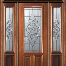 Prehung Side lights-Transom Door 96 Mahogany Brazos 2/3 Lite Glass - Front Doors
