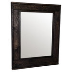 Renewed Decor - Herringbone Stained Vanity Mirror, Ebony, 30"x36", Vertical - Give any room in your home charm with this handmade reclaimed styled wood mirror. The wood has been given new life sanded and restored. It now it deserves a place to rest holding a mirror for your family and friends to enjoy for years to come.