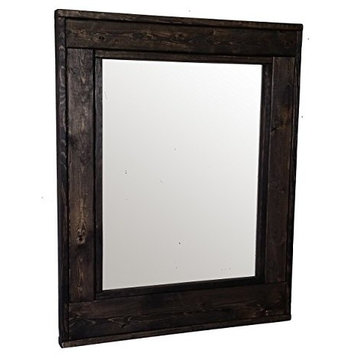 Herringbone Stained Vanity Mirror, Ebony, 30"x36", Vertical