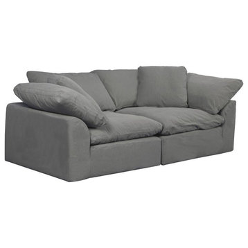 Sunset Trading Puff Fabric Slipcover for 2-Piece Large Loveseat in Gray