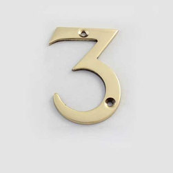 Cool House Numbers Solid Brass 3 Inch (75mm) Door Number 3 #2273 - House Numbers