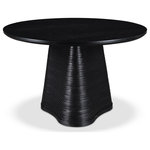 Meridian Furniture - Bernada Dining Table, Black - Gather your favorite people around this handsome Bernada Black Dining Table. Made to serve as a backdrop for small, intimate meals, this dining table features a rich black finish and a fluted base that makes it a true showstopper from every angle. It's made from a combination of solid wood, MDF, and oak veneer, giving it a durable slant that makes it ideal for busy dining spaces. The natural wood grain variation gives this table character, while its midcentury design makes it easy to blend nicely with existing modern and traditional decorative settings.