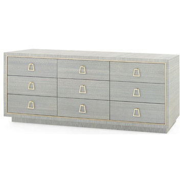 Parker Extra Large 9-Drawer,Silver / Santino / Bronze Finish Brass