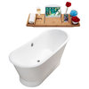 67" Cast Iron R5042CH Soaking Freestanding Tub and Tray With External Drain