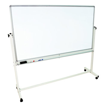 Luxor Reversible Magnetic Whiteboard Easel and Chrome Frame, 4 Casters, 72"x40"