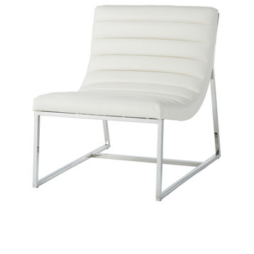 GDF Studio Kingsbury White Bonded Leather Lounge Accent Chair