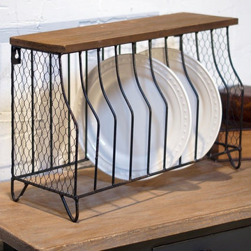Metal Plate Rack With Wood Top