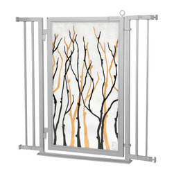 Fusion Gates - Fusion Gate with Willow Branch Design, Satin Nickel, 32"-36" - Dog Gates