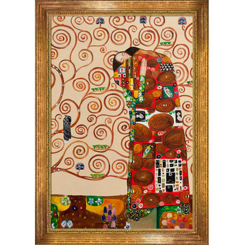 Fulfillment (The Embrace) - Gustav Klimt with Opulent Frame Oil Painting
