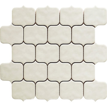 Cream Neo Wide 8MM Arabesque Backsplash Wall Tile, 4"x4", Sample