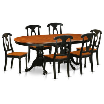 East West Furniture Plainville 7-piece Dining Table and Chair Set in Black
