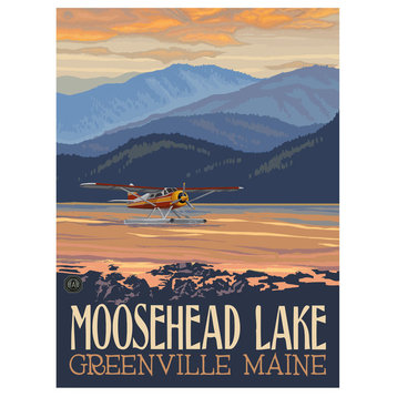 Paul A. Lanquist Moosehead Lake Maine Float Plane Hills Art Print, 9"x12"
