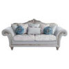 Sofa With 8 Pillows, Light Gray Linen and Platinum Finish, Pelumi,  1-Piece/1Ctn