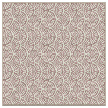 Washable Shell Scales Demure Area Rug, Square 5'