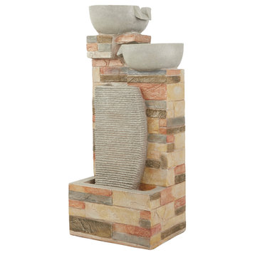 Traditional Indoor/Outdoor Stone and Brick Water Fountain, 10" x 16"