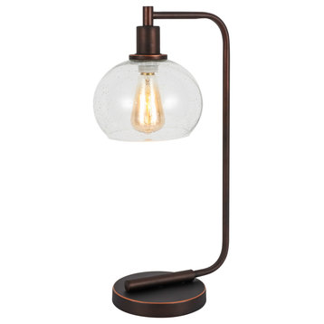Austin Clear Seedy Elliptical Ball Table Lamp with ST64 Bulb