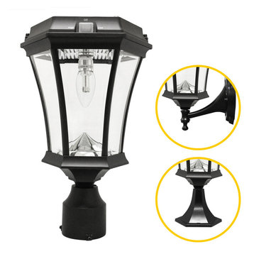 Victorian Solar Lamp, GS-Solar Bulb, 3 Mounting Options, Black Finish