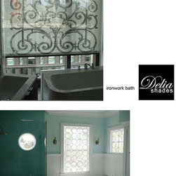 Delia Shades'  "French Door" (above) and "Dots" (below) patterns - Roller Shades