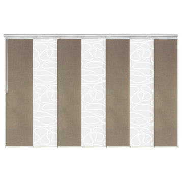 Calisto-Alabaster 7-Panel Track Extendable Vertical Blinds 110-153"x94", Satin Nickel Track